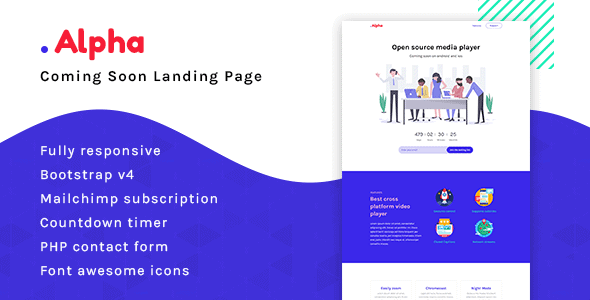 Alpha - Coming Soon Landing Page by Pixininja