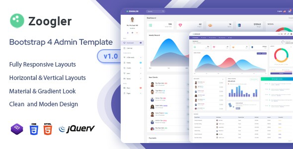 Zoogler - Bootstrap 4 Admin Dashboard Template by Mannat-Themes