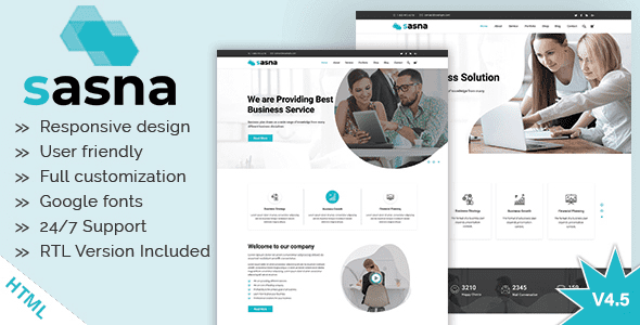 Sasna - Multipurpose Business HTML Template + RTL by thememarch