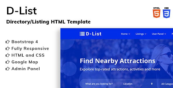 D-List - Directory & Listing HTML Template by TrendSetterThemes