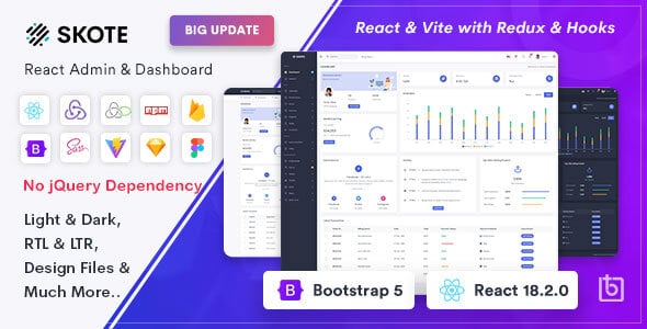 Skote - React Admin & Dashboard Template + Sketch by Themesbrand