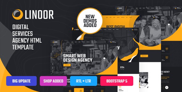 Linoor - Digital Agency Services HTML Template by Layerdrops