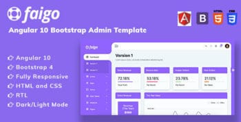 Faigo - Angular 10+ Bootstrap 4 Admin Template by TrendSetterThemes