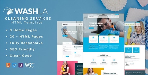 Washla - Cleaning Services HTML Template by ThemePaw