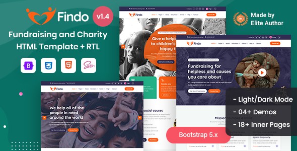Findo - Fundraising & Charity HTML Template by HiBootstrap