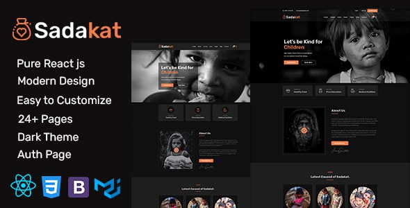 Sadakat - Charity Nonprofit React+HTML Template by themepresss