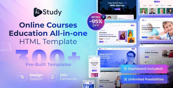 HiStudy - Online Courses & Education Template by Rainbow-Themes