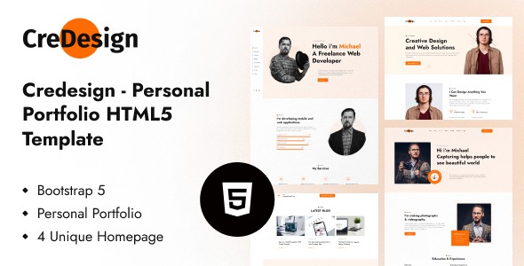 CreDesign – Personal Portfolio Template by thememarch