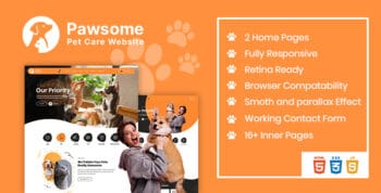 Pawsome Pet Passion HTML Template by kodeforest