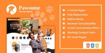 Pawsome Percare HTML Template by kodeforest