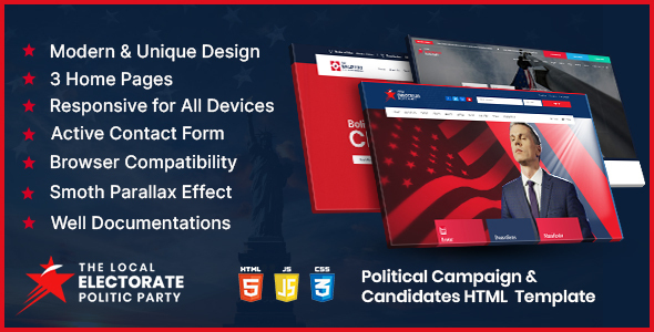 Electorate - Responsive Political Campaign & Candidate HTML5 Template by kodeforest