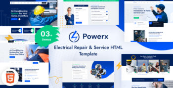 Powerx- Electrical Repair & Service HTML Template by UI-Drops