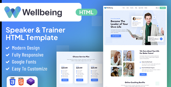 Wellbeing | Speaker & Trainer HTML Template by designingmedia