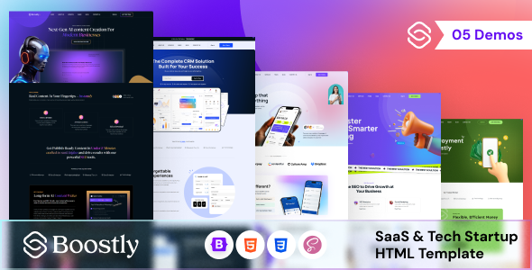 Boostly – SaaS & Tech Startup HTML Template by Gramentheme