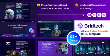 Gridtech - AI and Cyber Security HTML Template by Pixel-plus