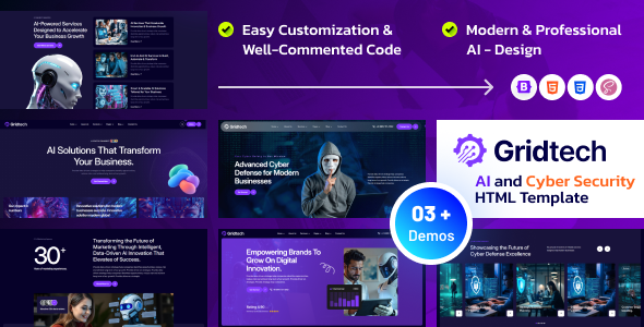 Gridtech - AI and Cyber Security HTML Template by Pixel-plus