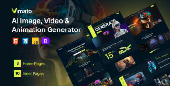 Vimato - AI Image, Video & Animation Generator HTML Template by Zodevs