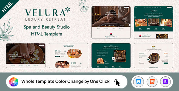 VELURA - Spa and Beauty Studio HTML Template by Kalanidhithemes