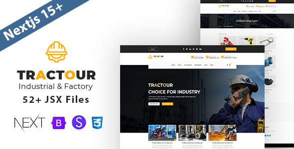 Tractour - Industrial/ Manufacturing Bootstrap + React + Next JS Template by theme_group