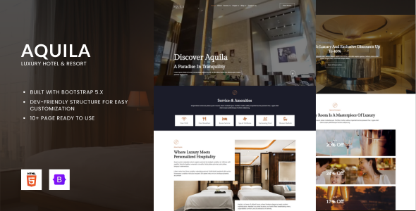 Aquila - Luxury Hotel & Resort HTML Bootstrap Template by Fox_Creation