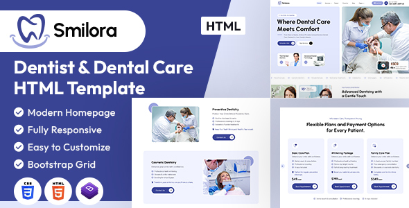Smilora - Dentist & Dental Care HTML Template by designingmedia