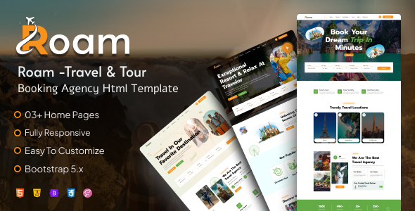 Roam - Travel & Tour Booking Agency HTML Template by CamionThemes