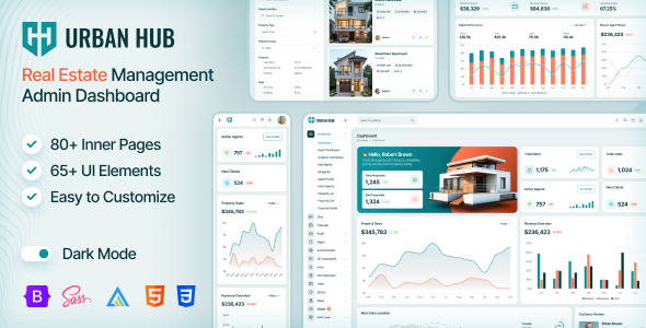 UrbanHub | Real Estate Management Admin Dashboard Template by layoutdrop